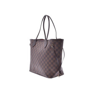 Louis Vuitton Leather Tote Neverfull Brown Damier Bag